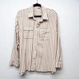 MSJ Striped Shirt Womens 2XL Cotton Business Capsule Workwear Minimalist Relaxed